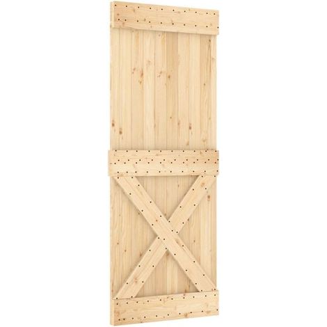 Porte coulissante NARVIK, naturelle et noire, 80 x 210 cm (152,5 cm)