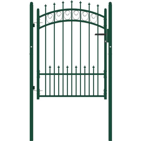 Portail de Clôture Porte Portillon Portail de jardin avec pointes Acier 100x125 cm Vert 44253 (1/5)
