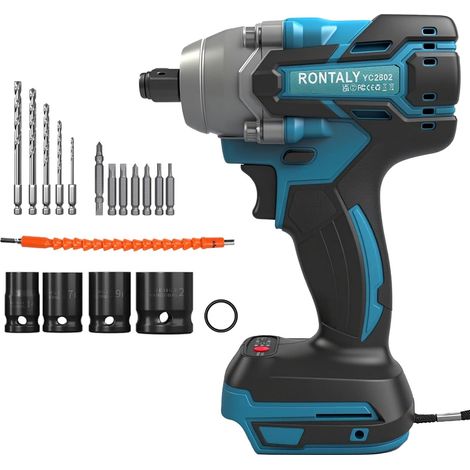 Avvitatore a Impulsi Elettrico Brushless, 320Nm Coppia Massima, Compatibile con Makita Batteria 18V, Nero Blu (1/5)