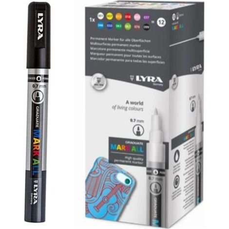 Lyra Mark All Punta Sottile 0.7Mm. Nero X6