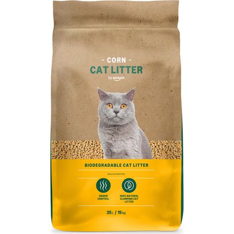 Litière pour Chat Agglomérante à Base de Maïs, Sans Parfum, 25L (1 Paquet) (1/5)