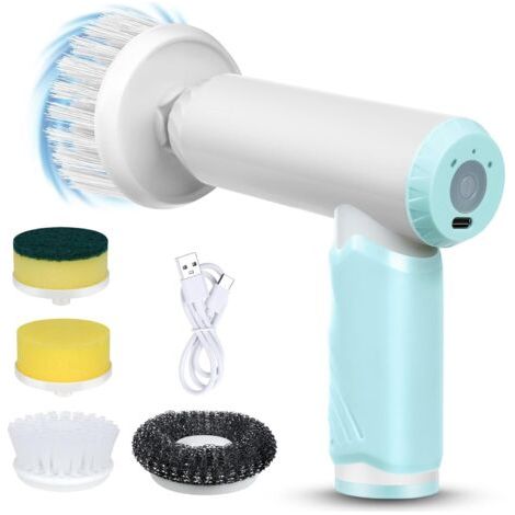 Kabellose elektrische Reinigungsbürste, wiederaufladbar, mit 4 Bürstenköpfen – Fliesenreinigung – IPX7 wasserdicht – für Badezimmer, Küche, Küchenecken (1/5)