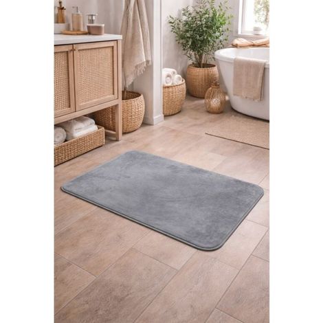 Tapis doux flanelle 50 x 80 cm gris (1/4)