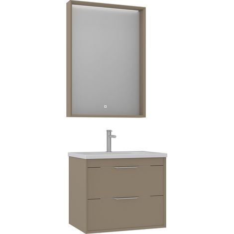 Conjunto Mueble CLAY Baño 1 Cajon con Lavabo y Espejo Beige (1/5)