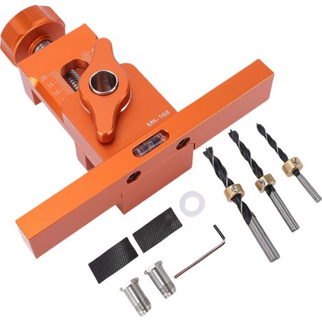 Gabarit d'installation de porte d'armoire, forets à 3 pointes de 6 mm, 8 mm et 10 mm, positionneur de poinçonnage à rebond pour panneau de porte de placard (1/5)