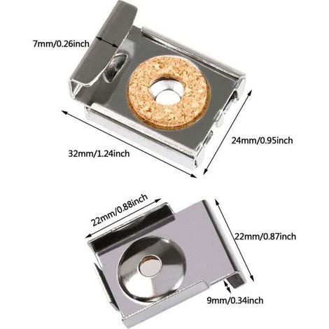 Spiegelbefestigungen, 16-teilige Wandspiegelhalterung mit Edelstahlklammern, Spiegelklammern 32 x 24 mm zur Spiegelbefestigung, Spiegelhalterungen mit Bolzen und Schrauben für Badezimmer, Garderobe (1/3)