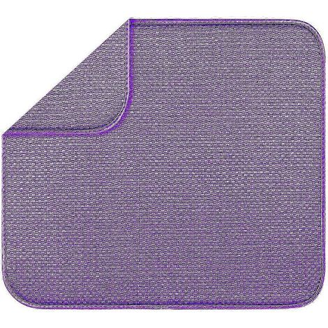 Tapis d'égouttage pour plan de travail de cuisine, set de table, sous-couche lavable pour égouttoir à vaisselle et bols-violet