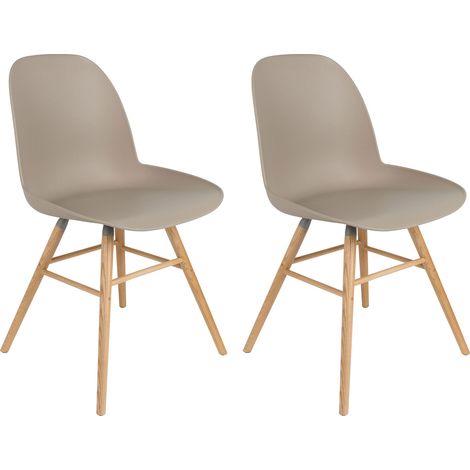 Lot de 2 chaises repas taupes et pieds naturels - KUIP