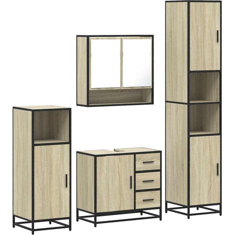 Maison Exclusive - 4-tlg. Badmöbel-Set Sonoma-Eiche Holzwerkstoff