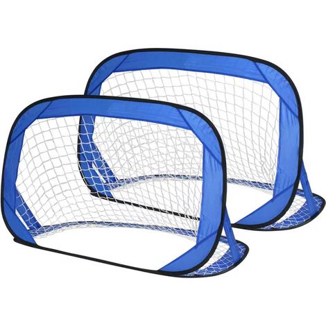 Juego de 2 porterías de fútbol portátiles: redes de fútbol plegables para el jardín con bolsa de transporte, fácil montaje en 10 segundos, juego de porterías de fútbol ligero para jóvenes y familias q