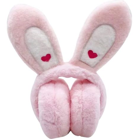 Cache-oreilles pliables en forme d'oreilles de lapin mignon pour femmes et filles - Couvre-oreilles chauds et moelleux pour l'hiver (1/5)
