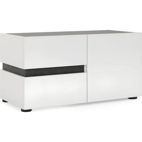 Panca Scarpiera Bianca 80x38x42 cm 1 Anta 2 Cassetti Soft-Close (1/4)
