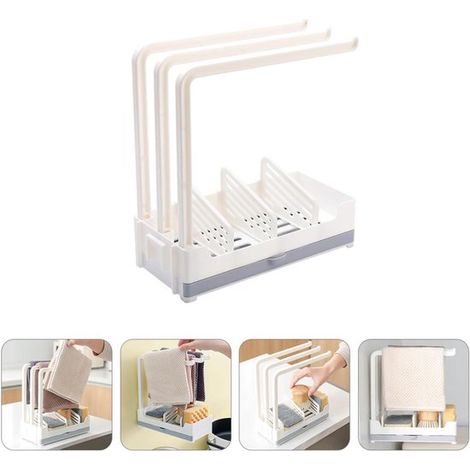 Porta panni e asciugamani per lavello e lavabo piccolo, colore grigio, in un unico pezzo. (1/4)