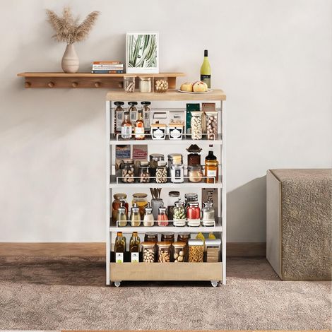 Étagère roulante fine en MDF 55 x 16 x 85 cm (1/5)