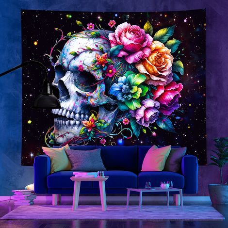 Tapisserie fluorescente UV de style tendance, décoration murale, tapisserie d'Halloween, 73 x 95 cm