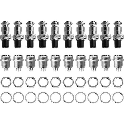 Lot de 10 connecteurs aéronautiques M12 6 broches 12 mm mâle + femelle circulaires (1/4)