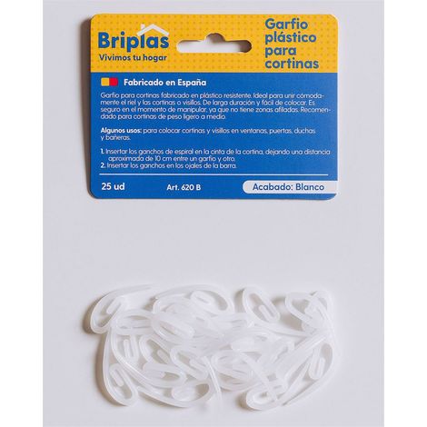 Garfio/Crochet Cortina Baño 25 Unidades Blanco