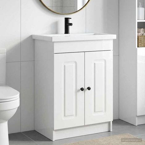 vidaXL Ensemble de mobilier de salle de bain Blanc brillant (1/5)