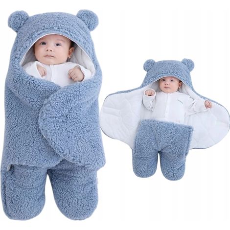Saco de dormir tipo manta para envolver bebés: cálido y suave terciopelo. (1/5)