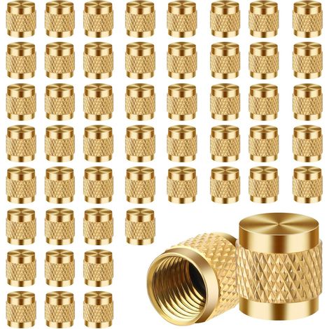 50 Pièces Bouchon Évasé 1/4, Bouchons de Réfrigérant Ronds à Installation Facile Bouchons de Valve Hvac, Applicables aux Usines Réfrigérateurs et Autres Scènes Laiton avec Joint Torique en Néoprène (1/5)