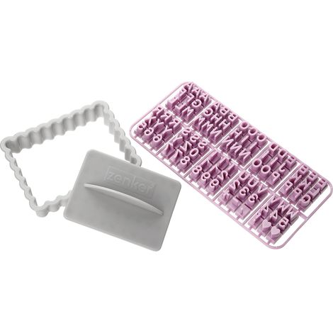 Zenker 44827 Tagliabiscotti Rettangolare con Lettere dell'Alfabeto, Formina per Biscotti con Lettere per Pasta di Zucchero, Pasta frolla, Stampo per Biscotti, Plastica, 10 x 7,9 x 2 cm (1/4)