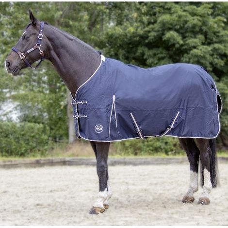 105 cm, Marineblau: Wasserdichte wattierte Paddockdecke 100 g und 600 Denier Außenstoff Eco Light Modell (1/5)
