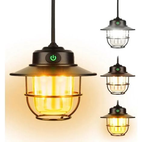 Lampe de camping rechargeable avec gradation continue et 4 modes d'éclairage, lampe de camping étanche IP65, pour camping, YYV (1/4)