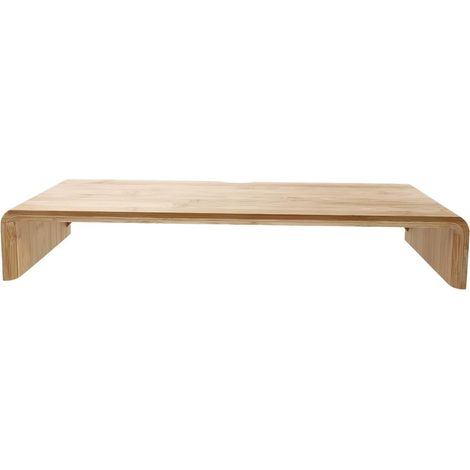 Support de bureau bambou naturel 50cm longueur 9cm hauteur rehausseur d'écran sans tiroir étagère de rangement multifonction pour ordinateur adapté bureau et à la maison (1/5)