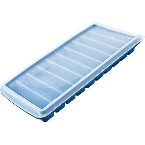 Bac à glaçons en silicone, facile à libérer, empilable, 10 compartiments idéal pour le sport et les bouteilles d'eau (2, bleu) (1/5)
