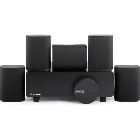 Système home cinéma sans fil 5.1 ultra compact WiSA, son surround 24 bits 48 kHz, installation en 5 minutes, pour petit salon, contrôle TV et appli, noir – CHICFURN (1/5)