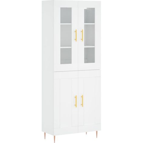 Aparador cómoda cómoda armario mueble organizador cocina salón salón alto 69,5 x 34 x 180 cm madera contrachapada blanco 020032690 (1/5)