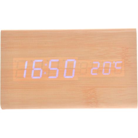 Réveil de bureau LED en bois, avec commande vocale électronique créative 15-11 (1/5)