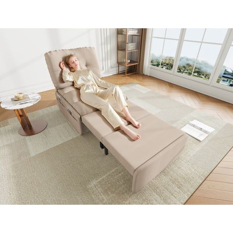 Sessel Schlafsofa ausziehbar 80x165 Leinen Beige OKMYHOME (1/5)