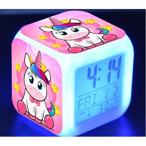 Petite taille 3 "8 cm, animation, cousu, lit bébé LED réveil numérique, Belle Licorne, décoration de Chambre d'enfant (1/5)