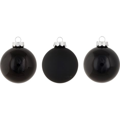 Lot de 12 Boule Noel en Verre, Shiny Matt Opal Noir,D8 Cm (1/3)