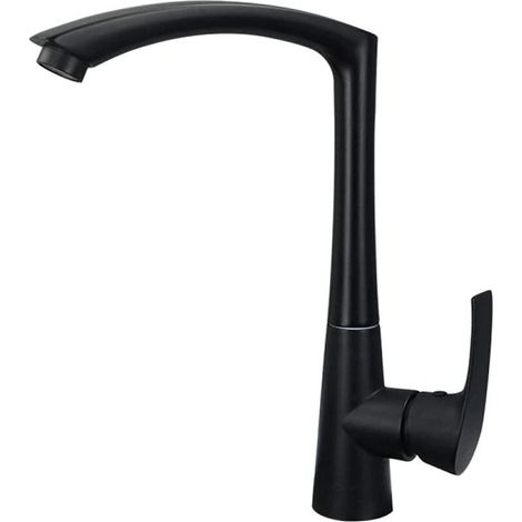 Robinet de cuisine pivotant en acier inoxydable noir mat chaud et froid (1/5)