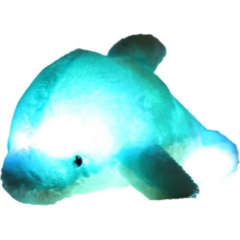 Giocattolo di peluche delfino LED luminoso cambia colore Cuscino di stoffa Animale morbido luce notturna (1/4)