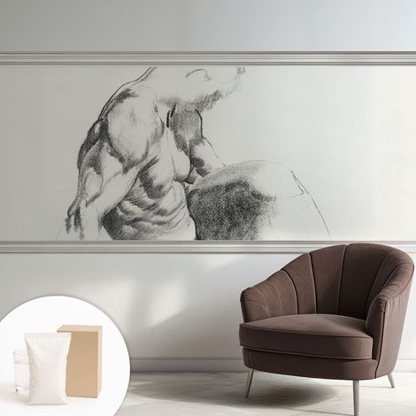 Papier peint intissé décoratif avec colle pour salon chambre et bureau Installation rapide Esquisse masculine 250x104 cm (1/5)