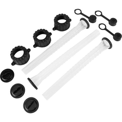 Les kits comprennent un bec verseur pour bidon d'essence, un bec verseur pour réservoir de carburant, un joint, un bouchon, un bouchon à vis, un collier et un bouchon d'aération arrière.