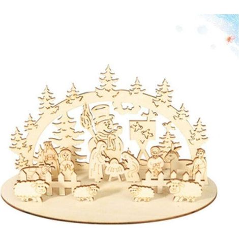 Noël Ornements en Bois crèche scène Bureau Bricolage Festival de noël décoration Cadeaux pour la Maison Magasin de Bureau (1/5)