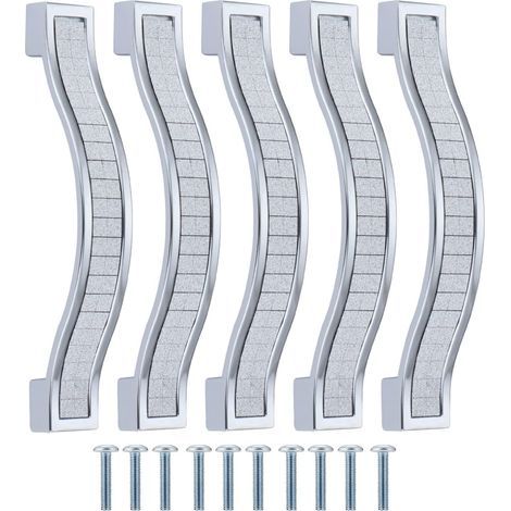 Lot de 10 poignées de tiroir alliage strass cristal pour commode armoire de cuisine placard, Silver, 96MM-10PCS (1/5)