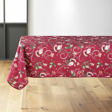 Nappe rectangle 150 x 300 cm polyester imprime pere noel Rouge (1/3)