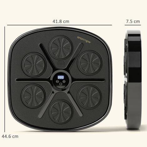 Machine de boxe musicale murale (9 niveaux de vitesse, connexion Bluetooth, gants inclus), Dimensions : 41,8 x 44,6 x 7,5 cm, Couleur : Noir et bleu (1/5)