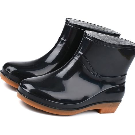 Bottes de pluie femme antidérapantes, chaussures de pluie courtes style cuisine, semelle en caoutchouc résistante, noir, taille 38 (1/3)