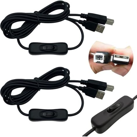 Lot de 2 câbles d'imprimante USB avec interrupteur USB, câble scanner de 2 m, adaptateur USB pour imprimante, télécopieur, scanner, machine tout-en-un (1/5)