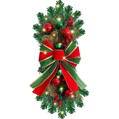 Guirlande De Noël Artificielle - Guirlande Pour Escalier Sans Fil Avec Lumières Led - Décoration Porte Jardin Intérieur - 45 Cm - 1 Pièce (1/5)