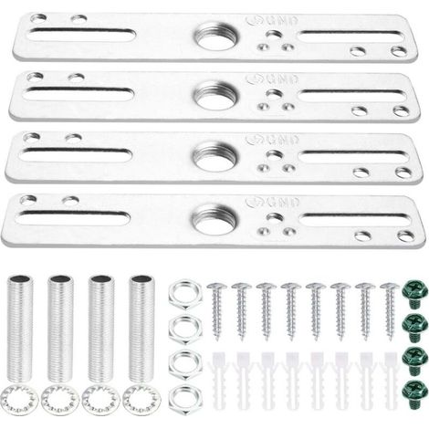 Lntyq Kit de fixation pour plafonnier 4 pouces, 4 pièces, barre transversale universelle pour lustres et appliques murales, argent (1/3)