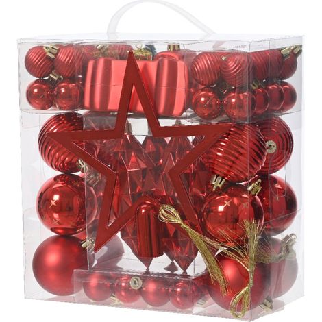 Palline in plastica infrangibile per albero decorazione natalizia mix box da 67 pezzi (1/2)