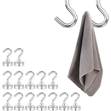 15 Stück 16 mm Magnethaken, Edelstahl, Magnetischer Handtuchhalter, 5,5 kg Tragkraft, platzsparend, zum Aufhängen von Handtüchern, Hüten, Schlüsseln - (1/5)