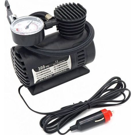 Nouveau Portable Mini 300psi 12v voiture gonfl pompe voiture Mini pompe à pneu électrique pour les besoins urgence gonflage des pneus de voiture - Le noir (1/5)